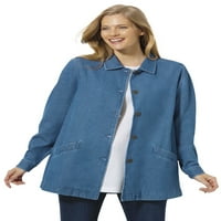 Žena u okviru Plus veličine pletene traper jakne