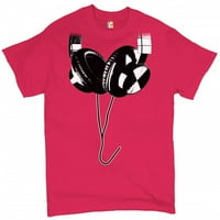 TEE Hunt ogromne viseće slušalice Muška majica DJ Music Tee, Vruća ružičasta, velika