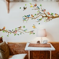 GoTydi Hummingbird na drveću Zidna naljepnica, zeleni list i leteći ptica DIY Art Vinil zidni ukras,