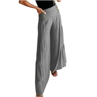 Posteljine hlače za žene visoki struk sa džepovima Visoki struk visok cvjetni opušteni fit baggy wide