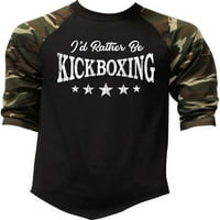 Muškarci bih radije bio kickboxing camo Raglan baseball majica 3x-veliki camo