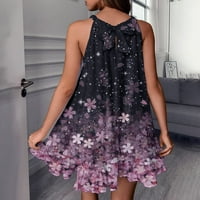 Ženska haljina Ležerne prilike Elegantne cvjetne printere za bez rukava Top ruffles Trim haljina Vestidos