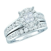 Veličina 9. - 14k bijeli zlatni dijamantski klaster mladenka za brisanje za venčani zaručni prsten 1