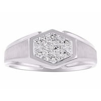 Muški prstenovi 14K bijeli zlatni muški prsten sa originalnim pjenušavim bijelim dijamantima - dizajnerski