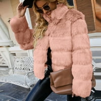 Lannger Winter Jackets kaputi za žene, žene dame toplo Furry kaput jakna zimska solidna V-izrez odjeća