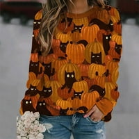 Ženski ispis dugih rukava sa dugim rukavima Ležerne prilike pulover, ležerna dukserica narančasta xxl
