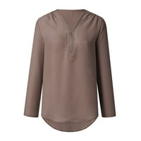 SKPBlutn Ženski gumb dolje majice Zimska jesen casual udobne vrhove zipper s labava šifonska odjeća