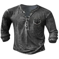 Cindysus muške majice Henry ovratnik majica 3D print tops sport bluza moda osnovni tee bijeli xl