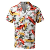 Muška proljetna ljetna havaja od tiskanih ovratnika Ležerne prilike labave majice kratkih rukava žuta
