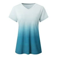 Midsumdr bluze za žene modne casual gradijent boje Promjena V-izrez kratkih rukava Labava majica vrhovi