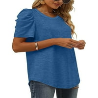 Bomotoo žene Ljetne vrhove Majica sa čvrstom bojom Majica s kratkim rukavima Pulover okruglih ovratnika
