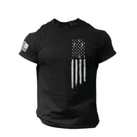 Muške košulje muške tiskane majice Američka zastava nevolje od vrata s kratkim rukavima za bluza za