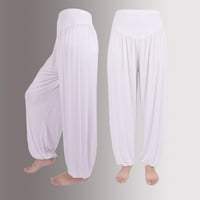 Cleance u iznosu od $ Charella ženska elastična labava opuštena pamučna mekana joga sportske plesne hlače bijele boje bijele, xl