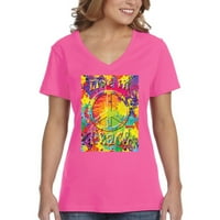Xtrafly Odjeća Žene uživo u miru Hipie Tie Dye Beach Summer V-izrez Majica