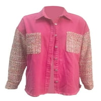 Thaisu ženske padajuće jakne za jean majicu casual tweed patchwork gumb niz traper jaknu s džepovima
