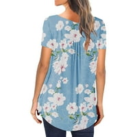 Ženski ljetni vrhovi casual bluza s kratkim rukavima gumb Ispis majica