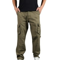 Muške planinarske hlače velike i visoke čvrste boje elastični struk Multi džepovi ravne pantalone opruge i jesenske teretne hlače otporne na habanje žuto xxxxxxl