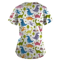 Lyylayray bluza za žene Ženske slatke životinje tiskani kratki rukav V-izrez V-izrez Radni džep bluza