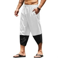 Yievit muške posteljine hlače Summer Clearence dvostruki džep s kašate s elastičnim strukom Slack Casual