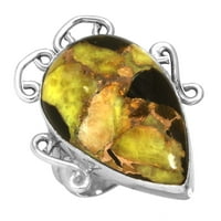 Žuti bakar Kalcit stilskih prstena čvrstog sterlingu srebra