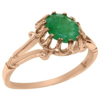 Britanski izrađeni 14k Rose Goldwomens prsten prirodnog smaragdnog zaručnog prstena - Opcije veličine