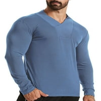 Cindysus muns sport t majice dugih rukava V Vrata majica Workout Basic Tee Casual pulover morsko plavo