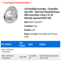 Sklop lijeve farove - kompatibilan sa - Ford Thunderbird baza RWD kabriolet sa 2 vrata 3,9l V prirodno