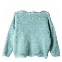 Rejlun dame dugim rukavima pletene džempere pletiva zadebljanje pulover salon Jumper tops green 2xl