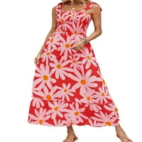 Colisha Women Ljeto plaža Sundress Square Crt dugačka haljina cvjetni print maxi haljine seksi kaftano
