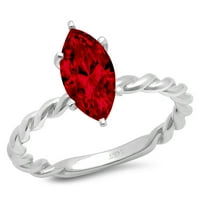 2CT Marquise Cret Red Prirodni Garnet 18K bijeli zlatni godišnjički zaručnički prsten veličine 6.25