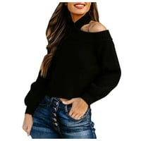 Streetwear Ležerne prilike pulover vrhovi su žene s ramena čiste boje uzgajaju jedan moral pletivca