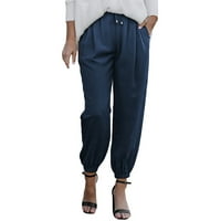 Ženska visoka struka čipke up hlače Čvrsta boja Svestrane casual pantalone ženske izolirane hlače Hlače