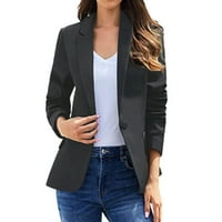 HWMODOU ženska jakna Čvrsta boja natkriveni ovratnik dugih rukava modni casual rever gumb Slim ured