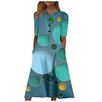 Ljetne haljine Žensko ljetno casual print modni gumb V-izrez gradijent kratkih rukava na plaži Swing