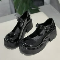 DMQupv klina široka stopala ženska potpetica Crna casual platforma Vintage kožne ženske casual cipele