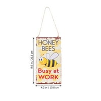 Medene pčele zauzete na radu Novost smiješna Wood Sign Garden Decorativna ploča Viseća znatna ploča