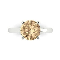 CT sjajan okrugli rez CLEAR simulirani dijamant 18k bijeli zlatni pasijans prsten sz 4