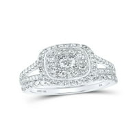 10kt bijeli zlatni okrugli dijamantni klaster bridalni vjenčani prsten set CTTW