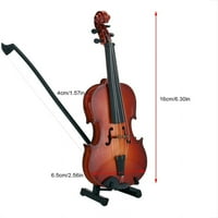 Drveni mini violinski model zaslon, sa posudom za štand i kutiju muzički ukras za zanat, za kućni urezni