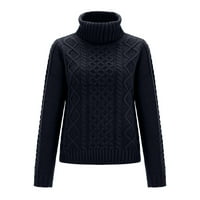 Ženski džemperi padaju i zimsku udobnost Turtleneck čvrsta boja pleteni kabel dugih rukava cvjetni džemper
