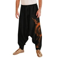Teretne hlače za muškarce muške povremene etničke tiskane kombinezone za crtanje labavih sportskih pantalona