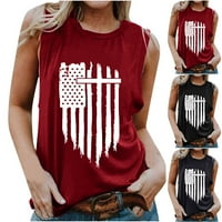 TEJIOJIO Ljeto uštedu radničke dnevne dnevne žene Ženske USA zvijezde Stripes majica Američka zastava košulju V izrez hladnog ramena TEE vrhovi
