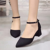 Hvyesh sandale za žene Dressy Ljeto, ljetne ležerne naintoped-toe sandale srednje pete Chunky pete metalne