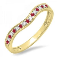 DazzlingRock kolekcija 14k okrugli rubin i bijeli dijamantski ženski obljetni prsten za vjenčanje za