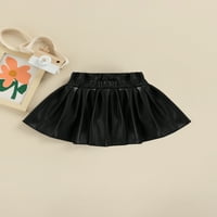 Toddler Baby Girl PUSED PU suknja Kids Casual High Squik Fau Kožna A-line mini haljina