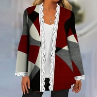 Gotyou Cardigan za žene Jesen otvoreni prednji čipka dugih rukava Ležerni tisak Ženski kardigan džemperi