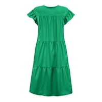 XYSAQA ženska ljetna slatka haljina bez rukava ruffle rukav okrugli izrez Mini haljina čvrsto labava