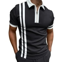 Hanas kontrastni prugasti muška polo majica Slim Fitting Office Golf kratki rukavi bijeli, 2xl