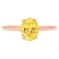 1.0ct ovalni rez žuta simulirana dijamanta 14k 14k ruža zlatna angažmana prsten veličine 8.25