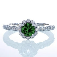 1. Carat okrugli rez i moissanite dijamantni cvijet Vintage dizajner zaručnički prsten na 10k bijelo